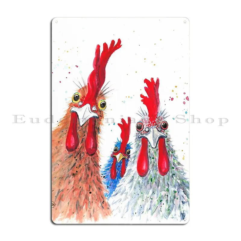 Chicken Ladies Hen Chicken Rooster Bird Metal Signs Garage Print Garage Cinema Garage Tin Sign Poster