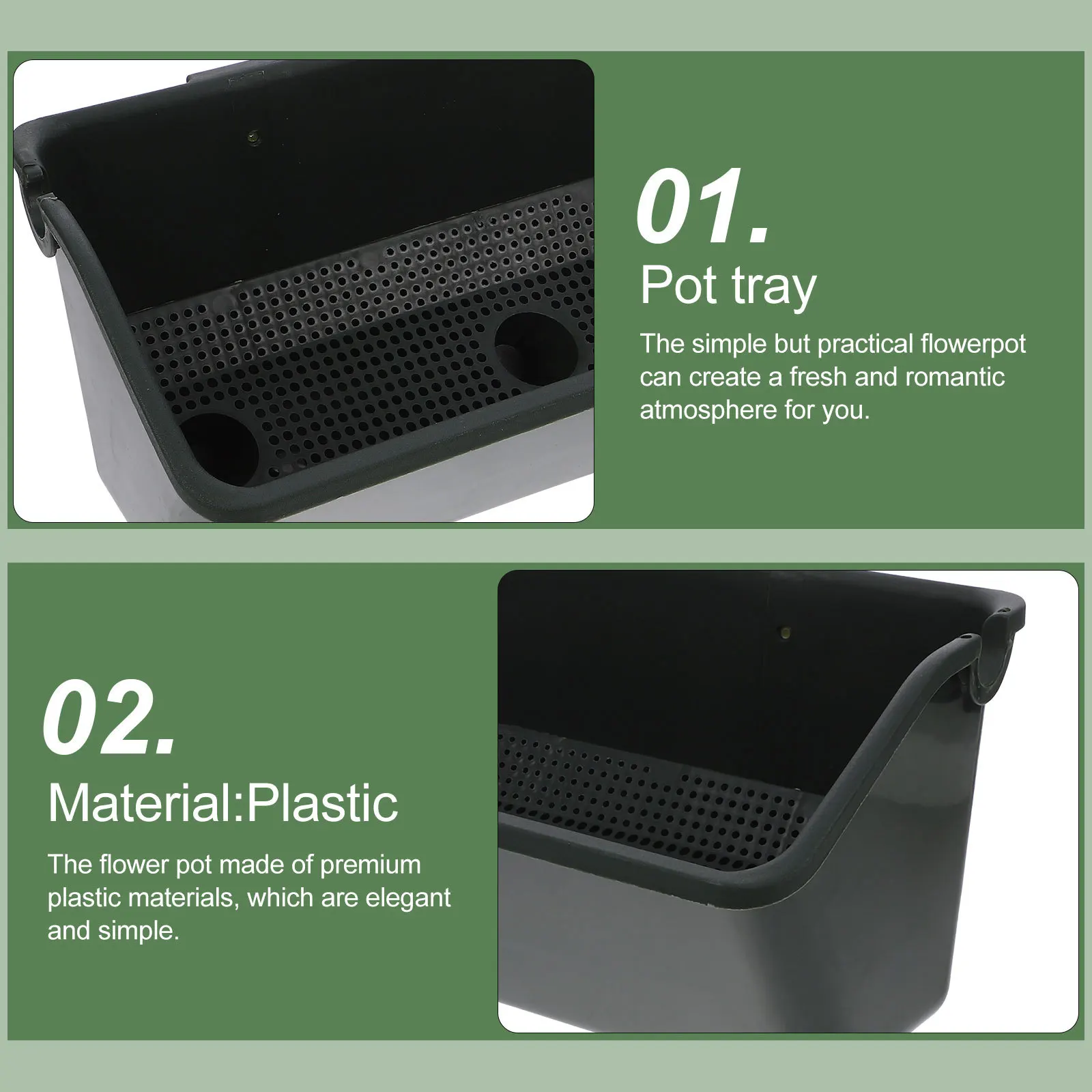 

Army Green Vertical Wall Planter Durable Plastic Wall Mounted Pot for Balcony Garden Room Yard Water Saving