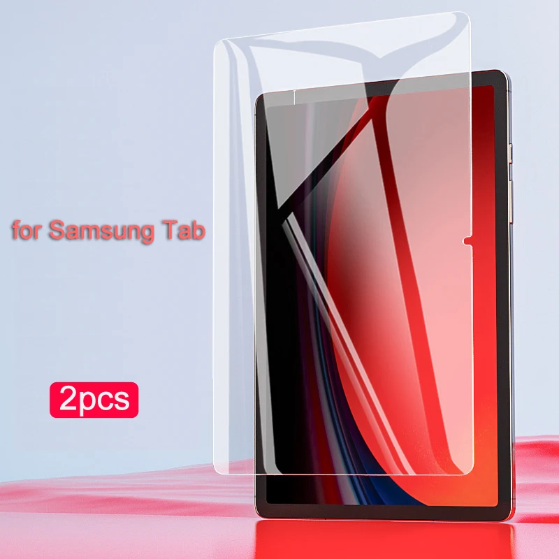 2Pcs Glass Screen Protector for Samsung Tab S9 S8 S7 Plus FE A9 A8 A7 S6 Lite Full Coverage Clear 9D Anti-explosion Film