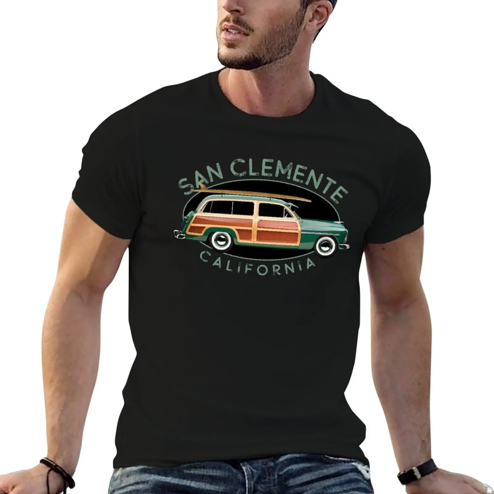 Camiseta vintage de surf de San Clemente California, camisetas para hombre, camiseta de algodón suave para hombre, camiseta 100% de algodón para hombre, camiseta de algodón