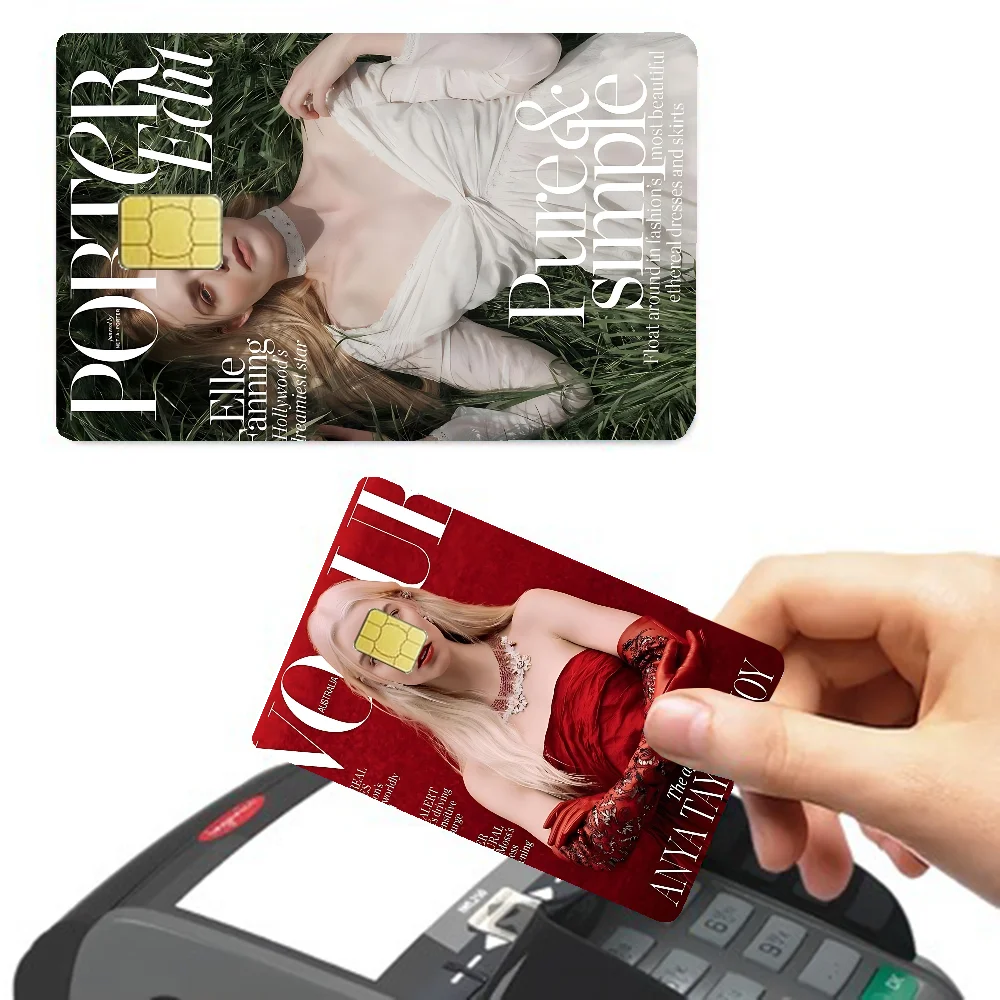 شعبية ستار قزم فتاة E-Elle F-Fanning أنيمي ملصق فيلم غطاء الجلد لبطاقة الائتمان بطاقة الخصم البنك الجبهة