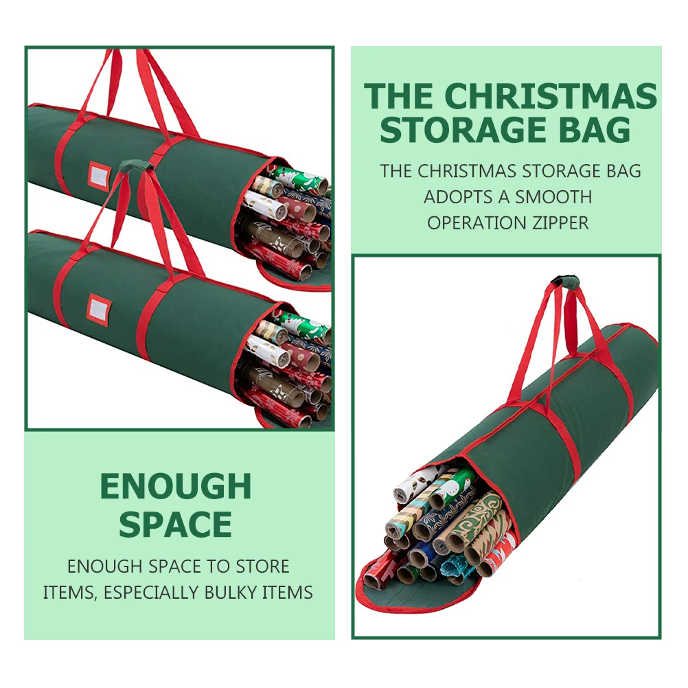 

1Pcs Gift Wrap Storage Bag Thick 600D Oxford Cloth Cylinder Organizer with Sturdy Handles for Christmas Wrapping Paper and