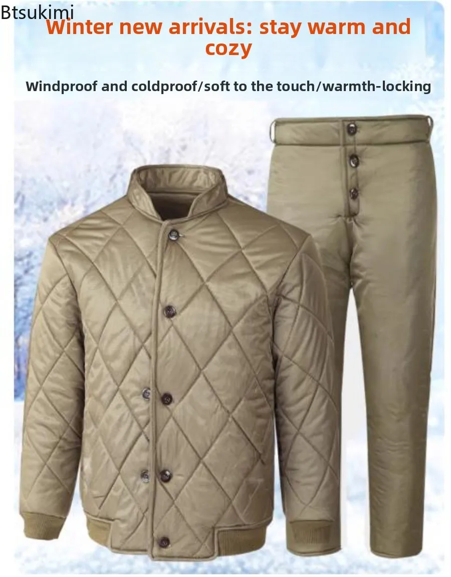 

Новые мужские осенне-зимние теплые крутые парки, комплекты с утолщенным воротником-стойкой, ветрозащитные стеганые куртки и брюки, уличная мужская одежда