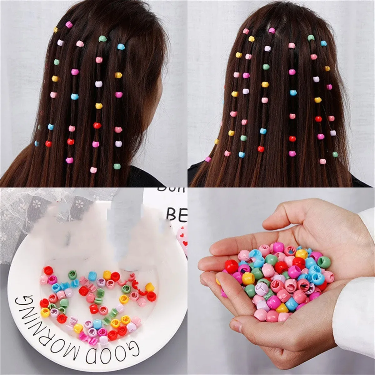 30/60pcs Hair Braids Maker Beads Headwear Cute Candy Colors Plastic Hairpins Hair Claw Clips For Women Girls Hair Accessories