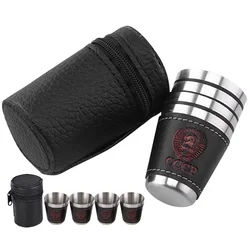 2 Sets Glass Camping Accessories Barware Drinking Vessel Metal Cup Cups Stainless Steel Whiskey Shot Glasses Travel