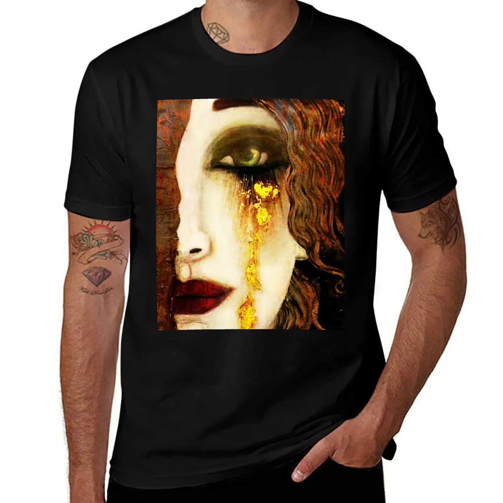 Golden Tears Freya’s Tears of Gold Anne Marie Zimmerman (School of Klimt) T-Shirt Anti-Pilling Casual T-Shirt