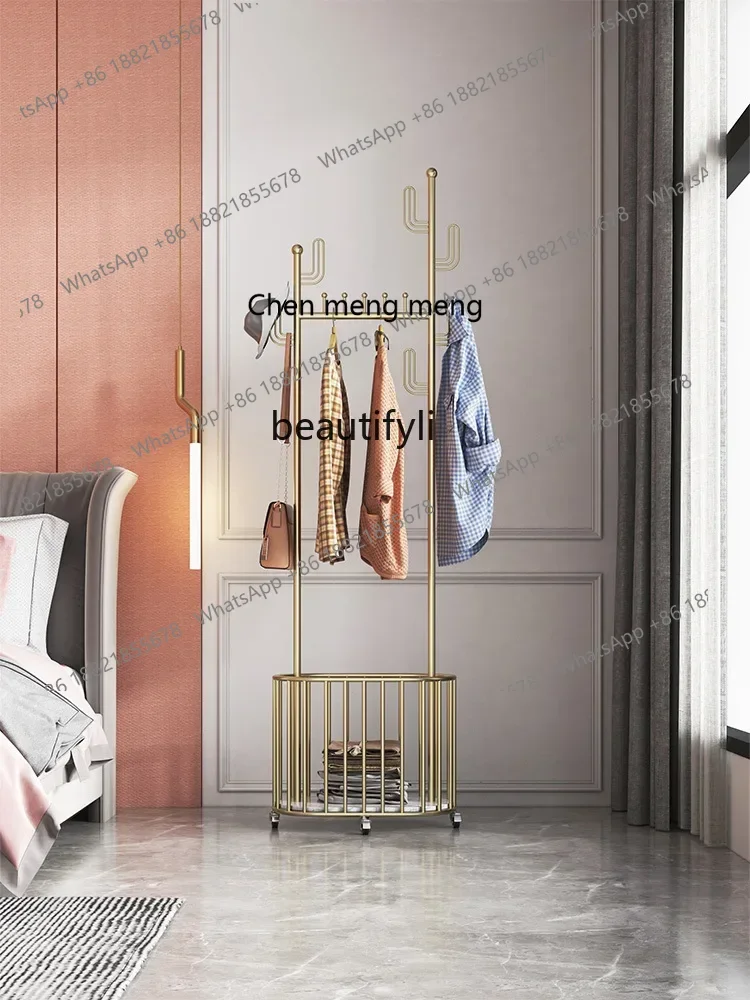 cn8350 LHY zq Light Luxury Coat Rack with Wheels Bedroom Floor Hanger Simple Modern Living Room Clothes Hanger