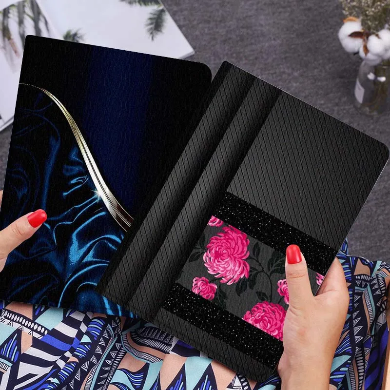 

Black Pink Rose Pattern Tablet Case For Huawei Honor MatePad MediaPad Air 5 6 7 11 V6 V7 V8 V9 X9 X8 T10 T10s C5e T5 Gift