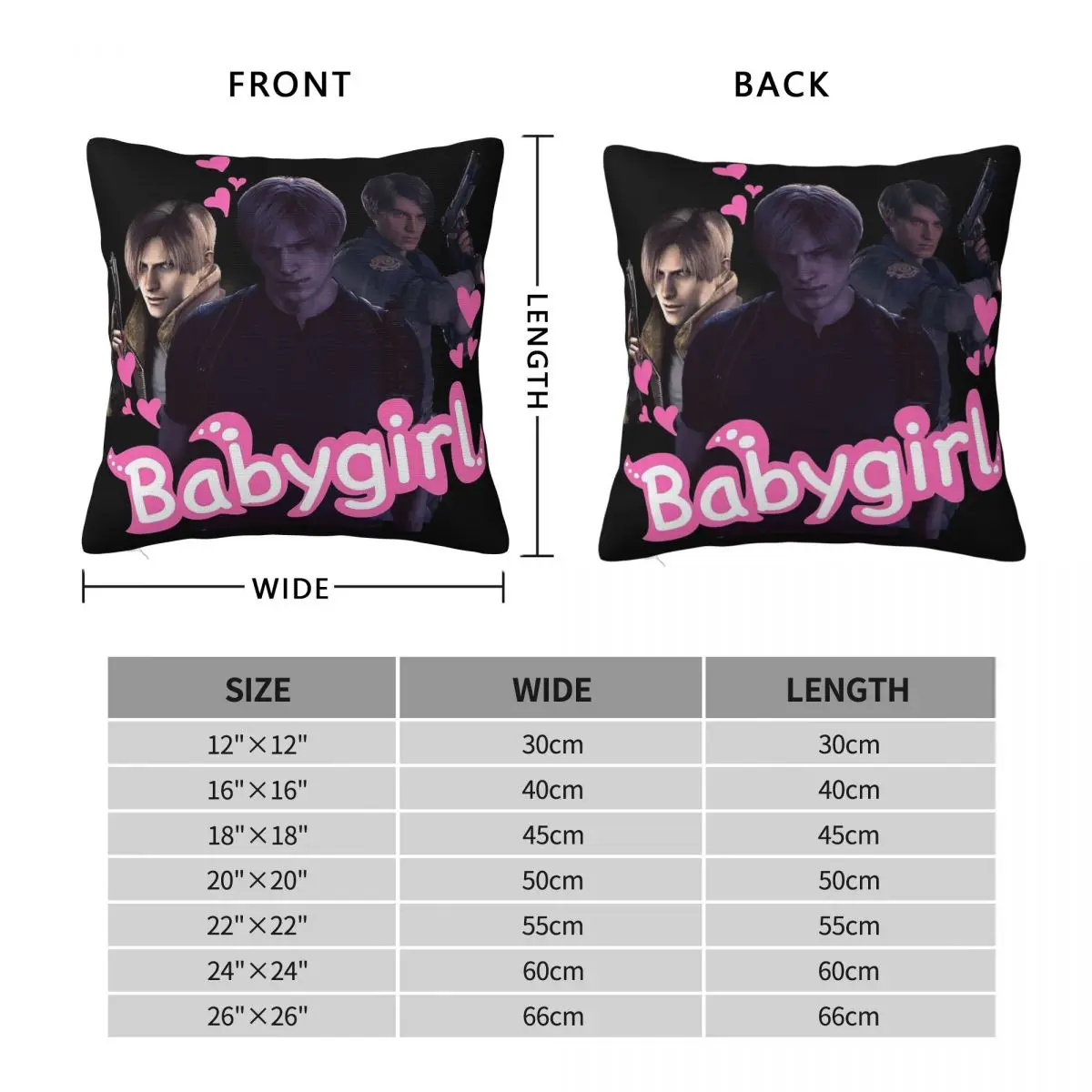 Trio Leon Kennedy Babygirl Square Pillowcase Polyester Linen Velvet Creative Zip Decor Pillow Case Sofa Seater Cushion Cover