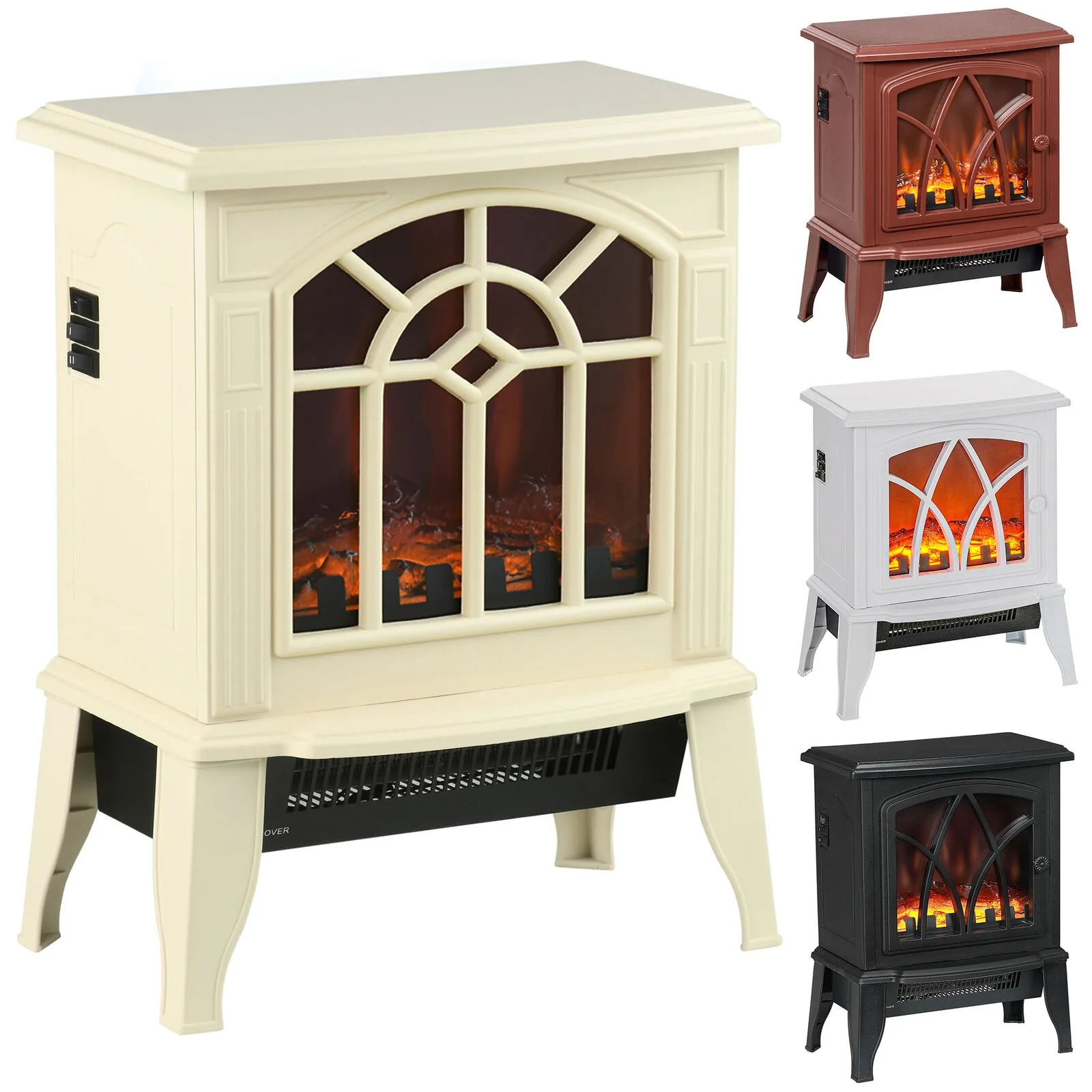 Modern Portable Electric Fireplace Stove Heater with Realistic Flame United States