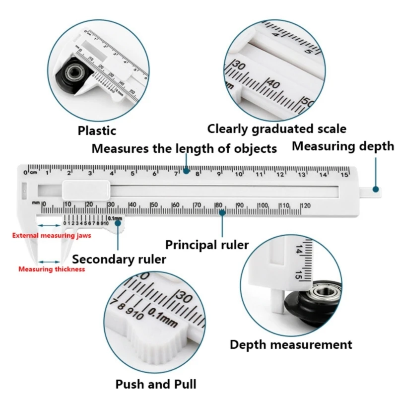 Пластиковый штангенциркуль с двойной шкалой, микрометр для измерения диаметра ювелирных изделий