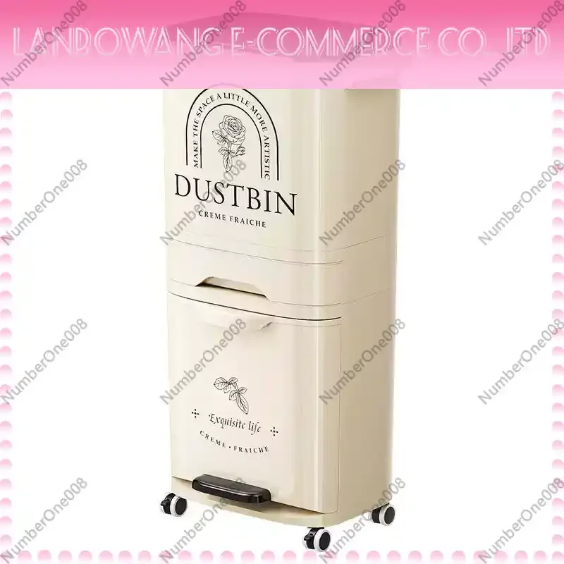 Hands-Free Waste Bin, ‌Premium Kitchen Trash Can,Dual-Compartment Garbage Container, Odor-Proof Recycling Bin