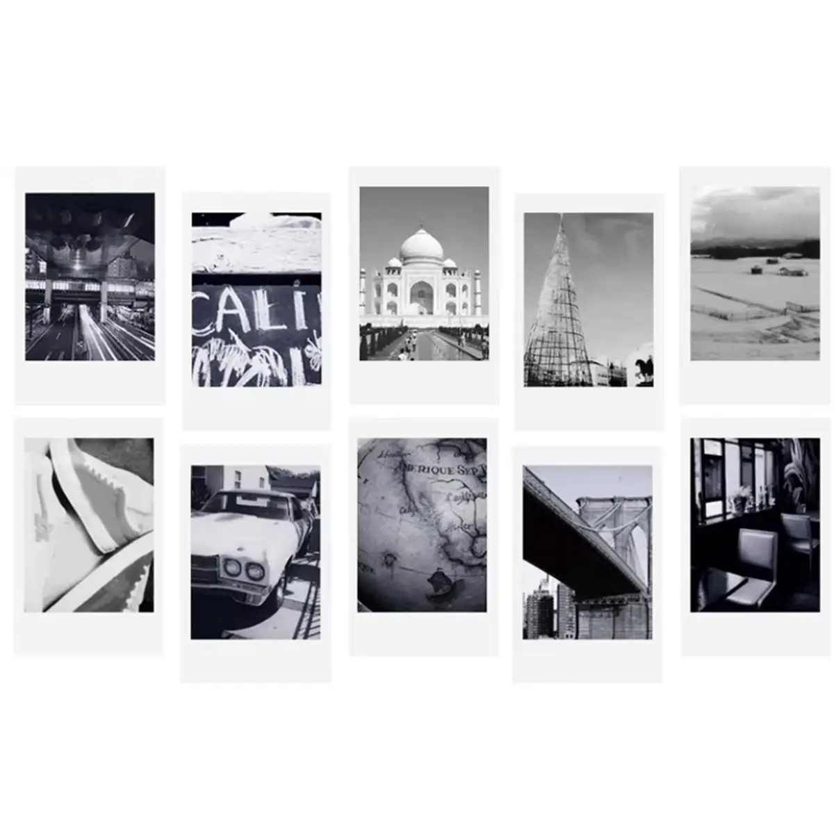 ~CLEARANCE A For Mini Monochrome Instant Film:10 Sheets of Black&White Photo Paper for Mini Cameras&Printers