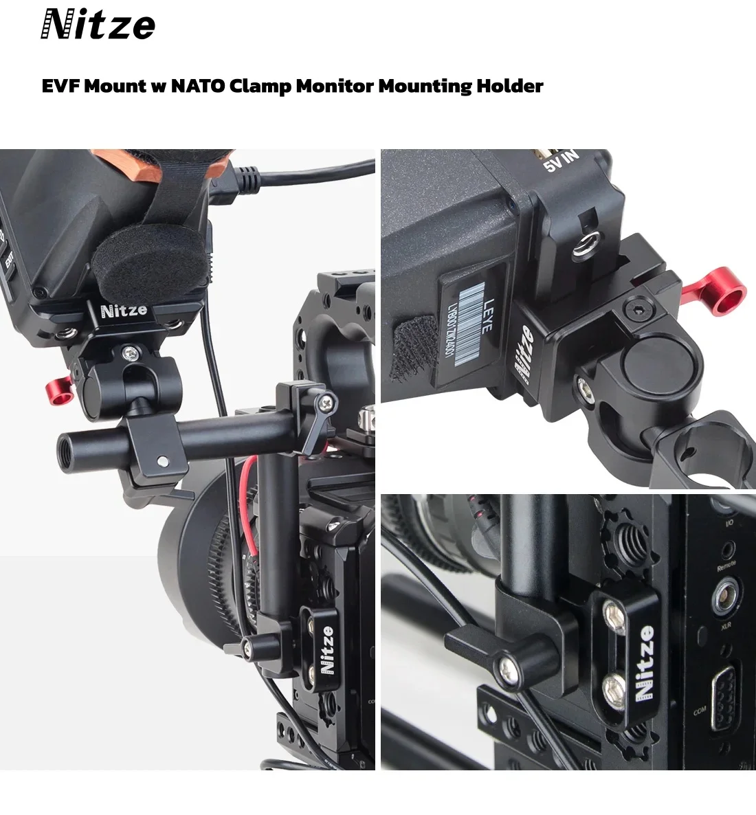 NITZE EVF Mount w NATO Clamp Monitor Mounting Holder for PORTKEYS L-EYE Viewfinder - EVF-K02
