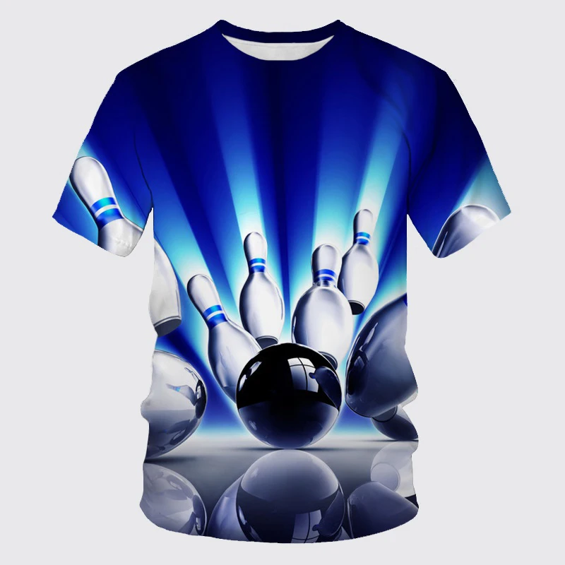 New Summer Bowling 3D Print T-Shirts Sports Casual Streetwear Men Women Fashion Oversized O-Neck T Shirt Male Tees Tops Clothing