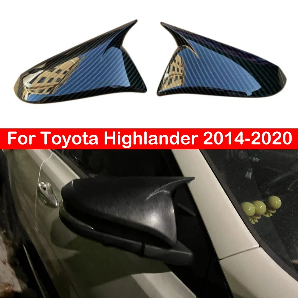 

For Toyota Highlander 2014-2020 Car Rearview Side Mirror Cover Wing Cap Car Exterior Door Sticker Case Trim Carbon Fiber Look