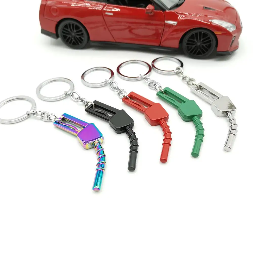 Fashion hot sell Auto Part Model Key Ring Car Styling Fuel Gas Pump Nozzle Key Ring Keychain Compressor Gun Key chain pendant