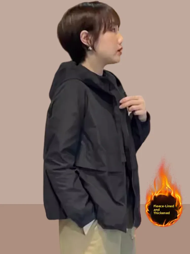 

Женская утепленная хлопковая куртка-ветровка с капюшоном, модная осенне-зимняя новинка, маленький размер, трендовый открытый кардиган