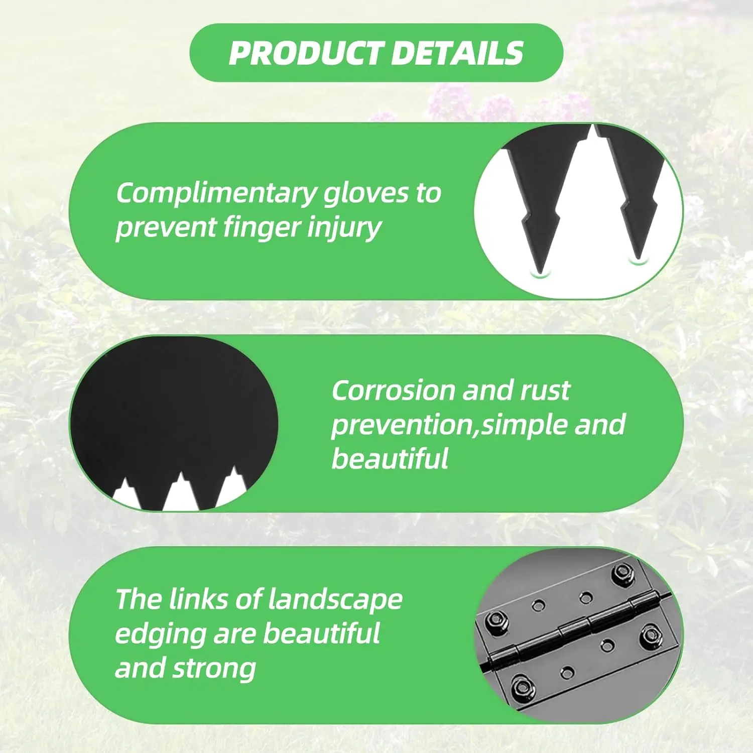 6pcs Metal Lawn Edging, 8.4"x40" Black Outdoor Yard Barrier, Landscape Edging, Black Steel Lawn Edging, Steel Landscape Border