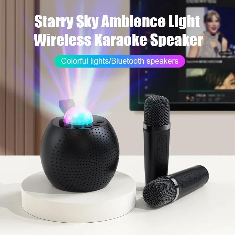 Wireless Karaoke Speaker Bluetooth Microphone Z1 Home Ktv Karaoke Machine Projection Starlight Portable Mini Bluetooth Speaker