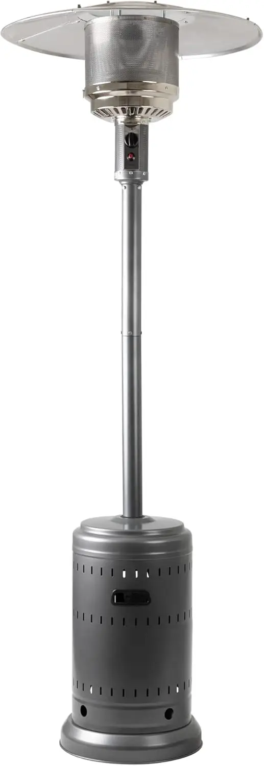 Outdoor Propane Patio Heater with Wheels, Commercial & Residential, Slate Gray, 32.1 x 32.1 x 91.3 inches (LxWxH)