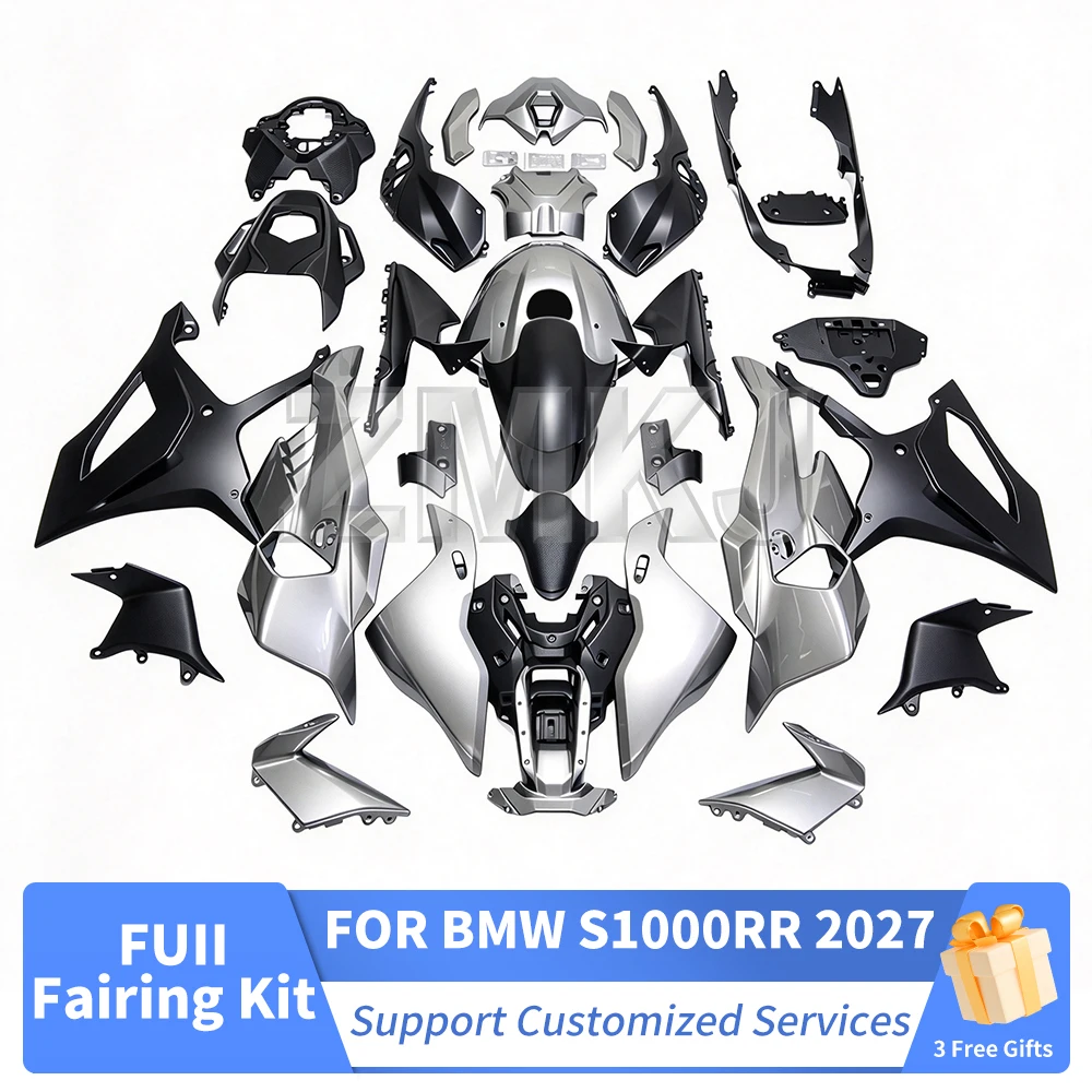 For BMW S1000RR 2019-2024 2025 2026 2027 Complete Fairing Kit Bodyframe Injection ABS Plastic Cowl Shell Custom Metallic Silver