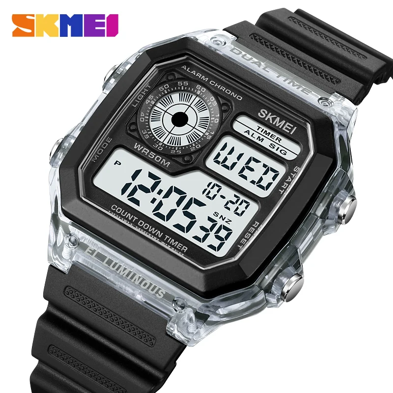 SKMEI Outddor Sports Digital Watch Led Light Countdown Dual Time Wateproof Luxury Brand Men\'s Watches Original Alarm Clock