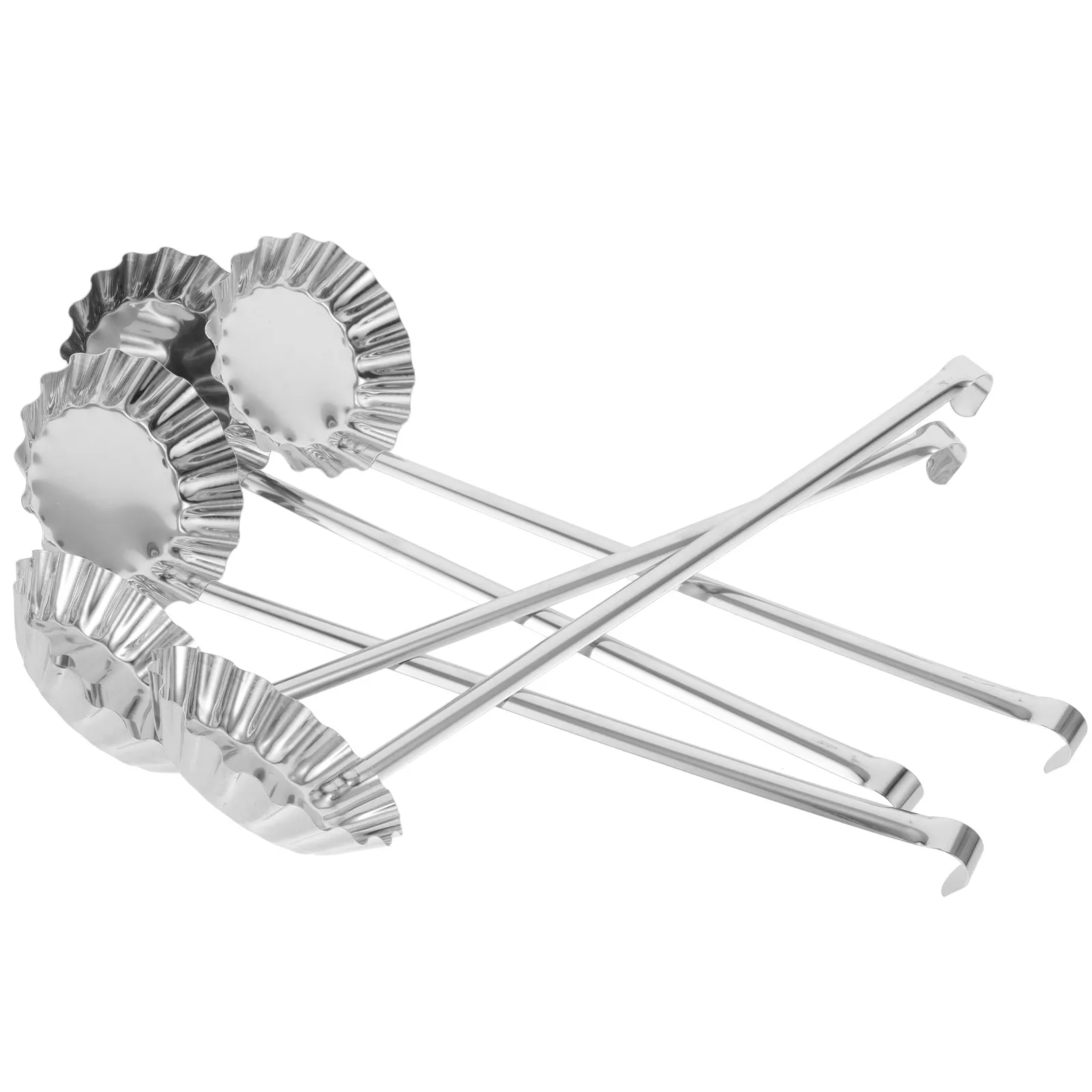 5Pcs Stainless Steel Oil Dumpling Mold for Radish Cakes Potato Pancakes Shrimp Cakes Nonstick Frying Spoon Long Handle Kitchen