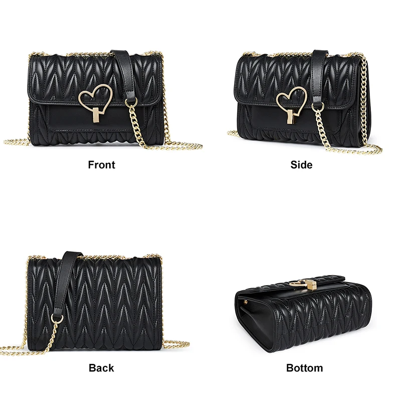 

FOXER Soft Cowhide Leather Women's Shoulder Bag Elegant Female Underarm Chain Bag Lady Split Leather Flap Crossbody Bag Purse