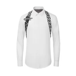 2024 Autumn/Winter New D-Letter U-Button Men's Long sleeved Casual Shirt Fashion Men's Shirt