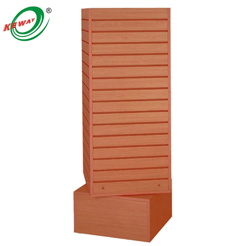 Custom. High Quality MDF Slatwall Panel Rotate Display Stand For Store