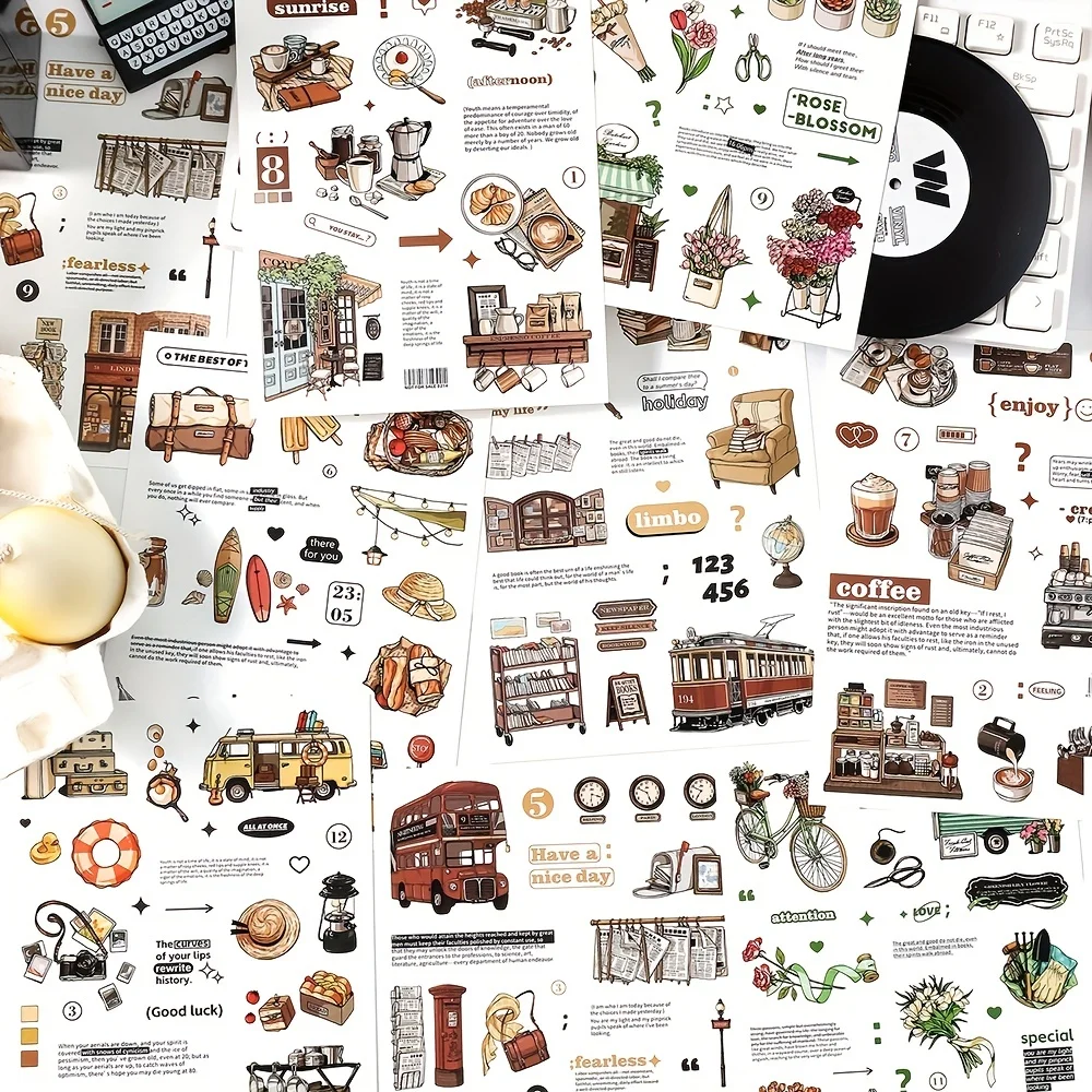 2 Sheets Fresh Retro Creative Luck Stickers for Scrapbooking DIY Decorative Material Collage Journaling