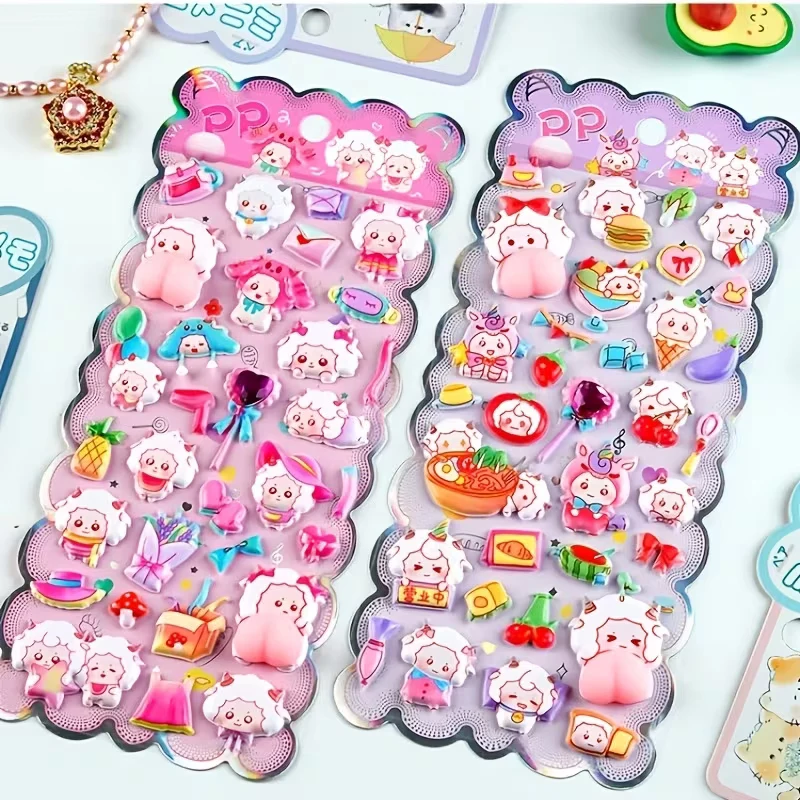 Cute animal soft and plush, squeezable, funny buttocks, stress-relieving 3D pop bubble sticker for mobile phone case decoration