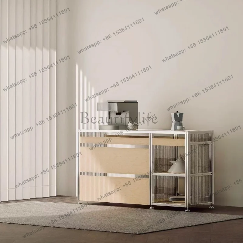 birch ocean board dining side cabinet aluminum profile storage cabinet living room bedroom with drawers storage