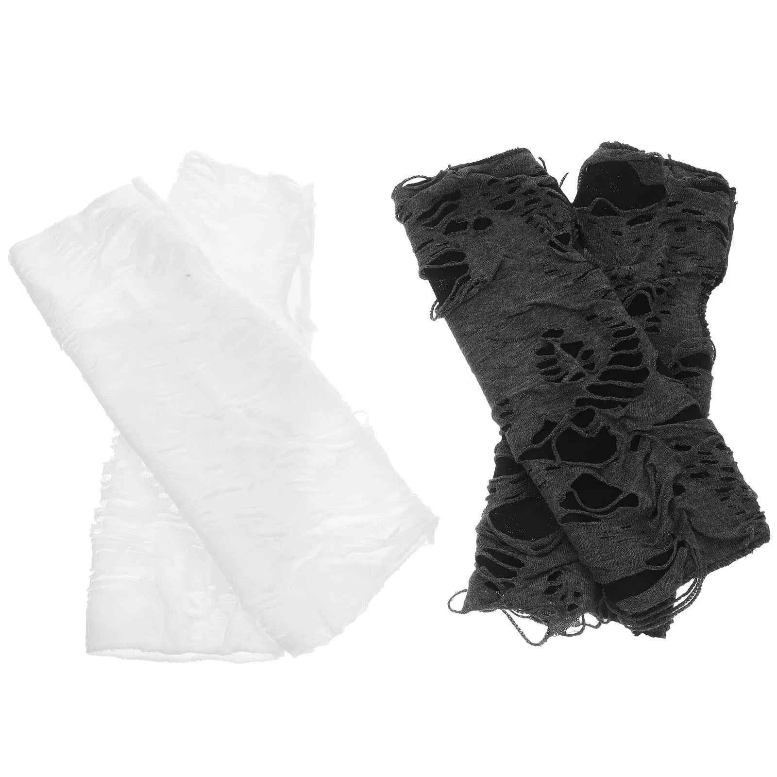 ถุงมือขาด 2 คู่ สไตล์โกธิค พังก์ สำหรับฮาโลวีน งานปาร์ตี้  ถุงมือแฟชั่นสำหรับผู้หญิง  ถุงมือตกแต่งสุดพิเศษ