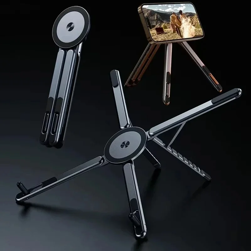 Foldable Magnetic Laptop Stand Aluminum Alloy Portable Adjustable Stand Heat Dissipation Holder Supports Phone Tablet Notebook