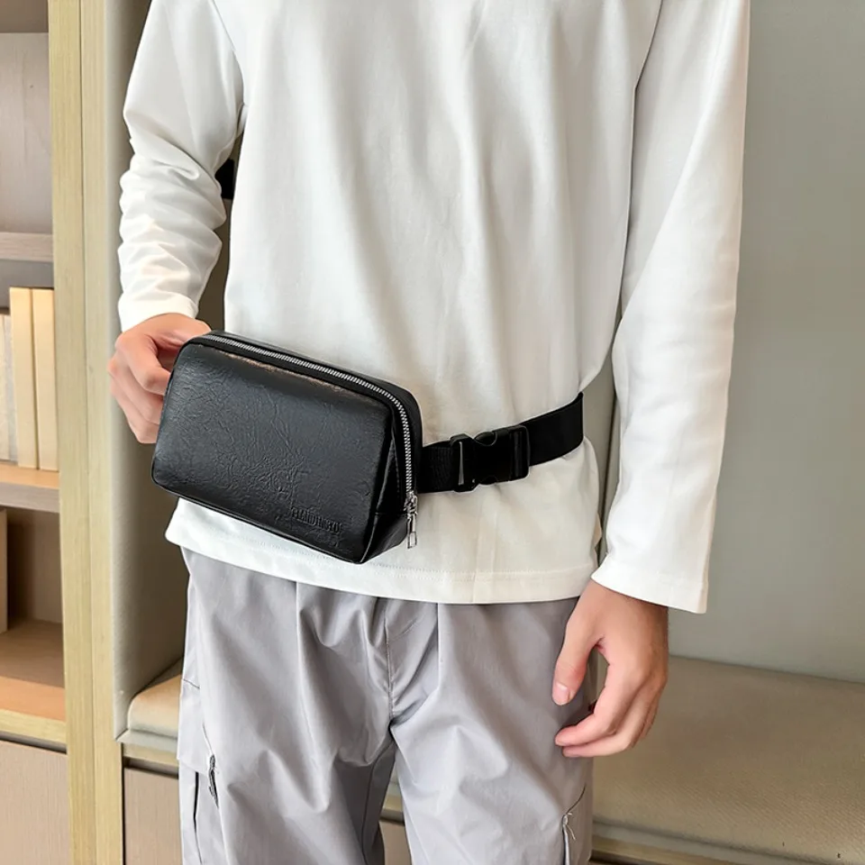 Leather Waist Pack Fanny Bag for Men Women Outdoor Travel Sports Running Walking Hiking Slim Cell Phone Purse Waist Wallet Pouch