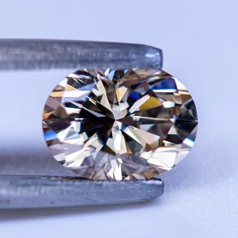 Moissanite batu utama teh warna kuning Oval Cut Lab dibuat batu permata berlian bahan pembuat perhiasan dengan sertifikat GRA