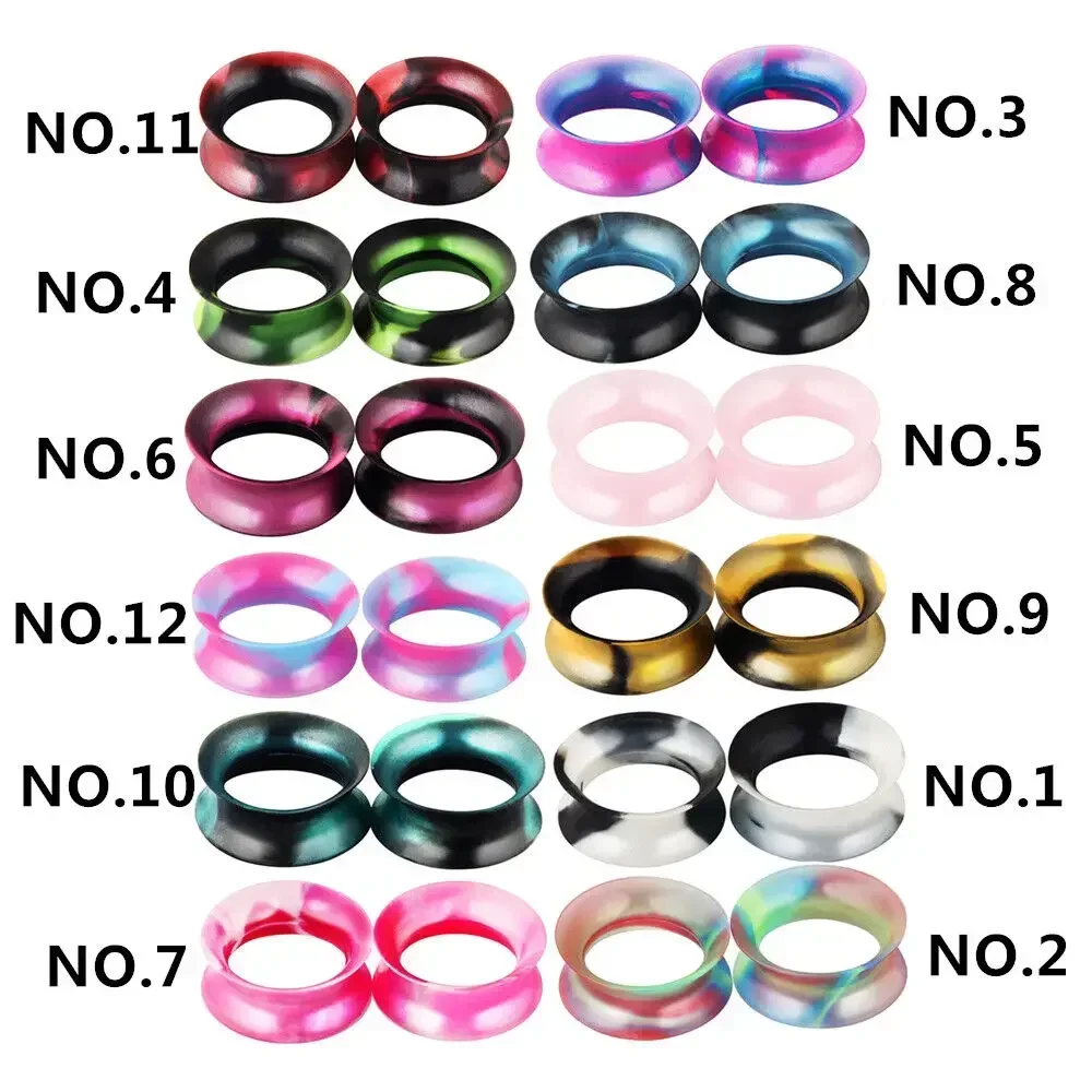 2 قطعة رقيقة جدا متنوعة اللون سيليكون الأذن التوصيل مزدوجة متوهج السرج الأذن اللحم نفق نقالة مقياس 6-25 مللي متر #3