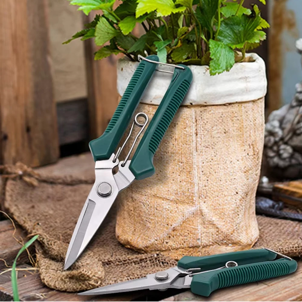 Tijeras de podar de cabeza recta, mango antideslizante, herramientas manuales de acero inoxidable, tijeras de jardín para bonsái domésticos, tijeras de podar