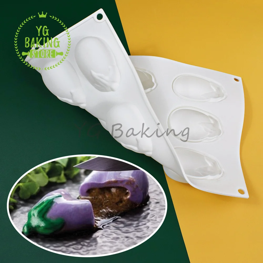 Dorica 9 Cavity Eggplant Design Silicone Mousse Mould DIY Vegetable Pastry Dessert Chocolate Mold Cake Decorating Tools Bakeware