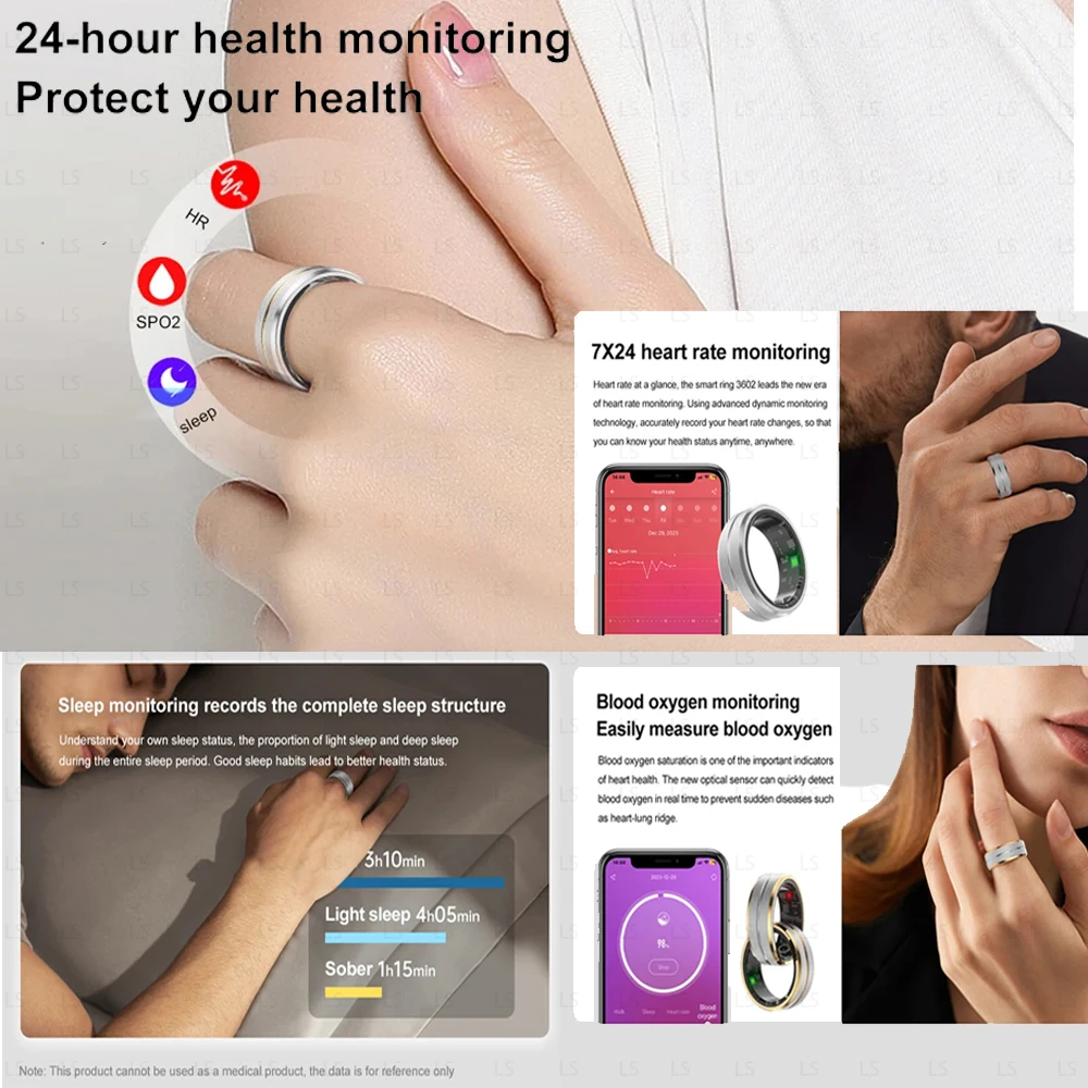 Per Xiaomi Smart Ring Video Pagina Girare Frequenza cardiaca Monitor del sonno 5ATM Impermeabile Sport Smart Ring Donna Uomo per Android IOS2025