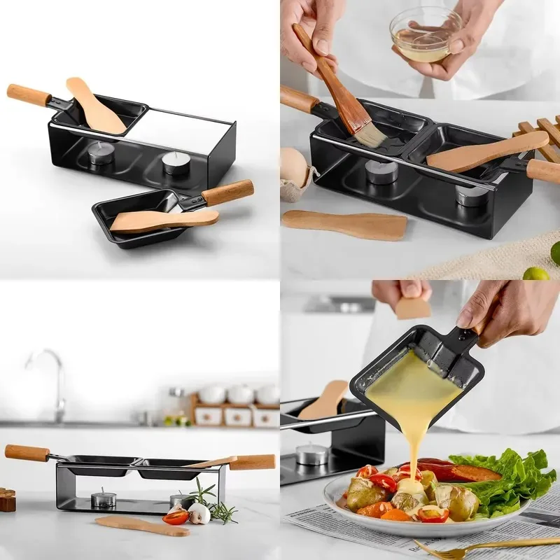 Hot Sale Cheese Melt Pot Cheese Spatula Fondue Set Cheese  Baking Pan