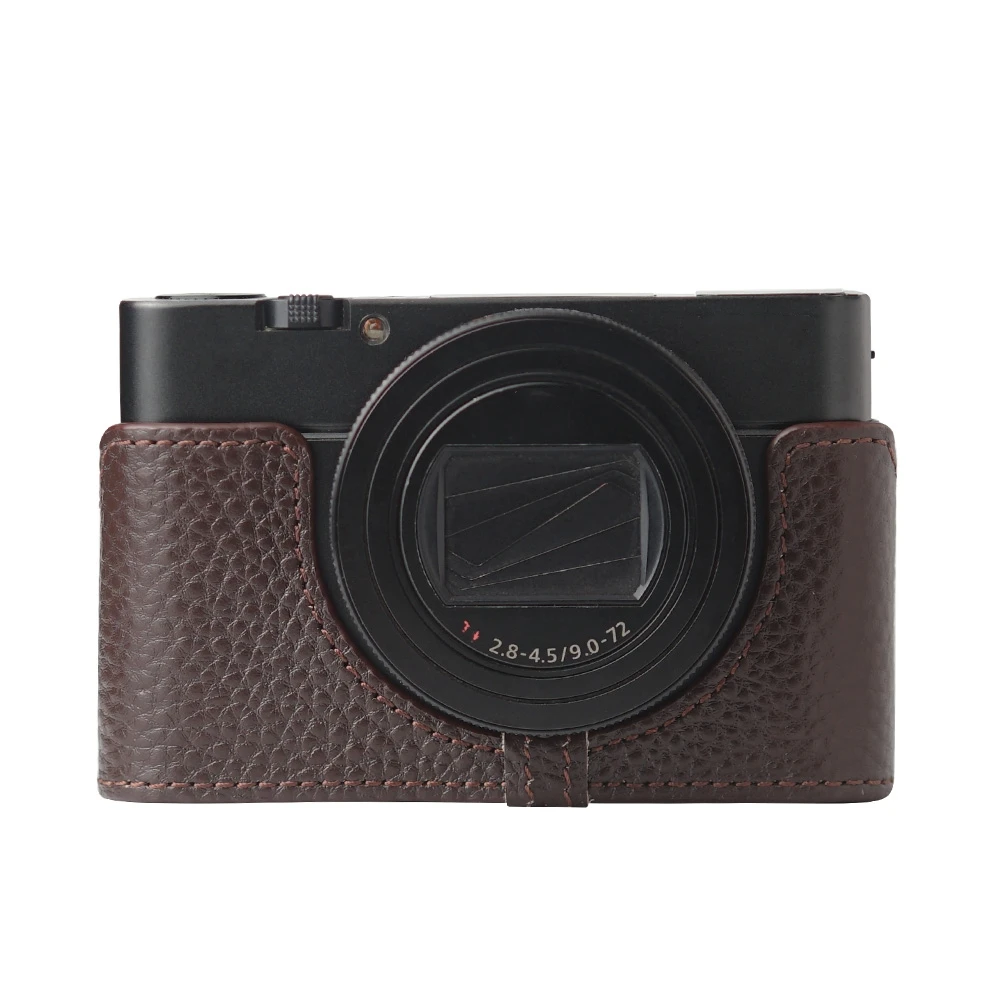 Genuine Real Leather Half Camera Case Bag Cover For Sony RX100M6 Case RX100 VI Case Camera Bag Photography Accessories image 3