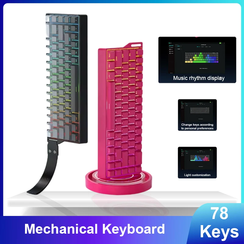 

K68 for Mechanical Keyboard with RGB Backlight Triple Mode Bluetooth Wired USB Wireless 68 Key Hot Swappable Gaming