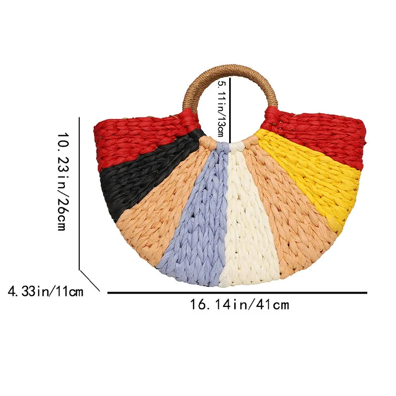 Top Handle Women Straw Woven Handbag Solid Color Summer Beach Hollow Handmade Ladies Bag Crossbody Shoulder Soft Messenger Tote