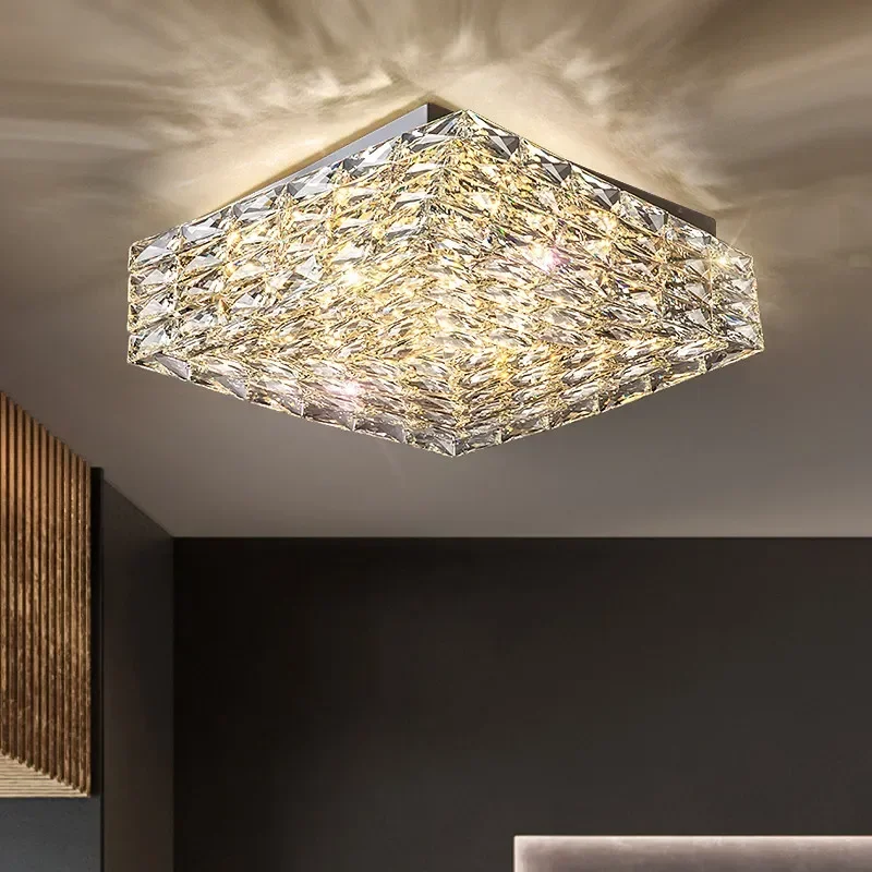 

Modern luxurious crystal ceiling light Nordic creative square LED pendant light living room dining room home appliance lighting