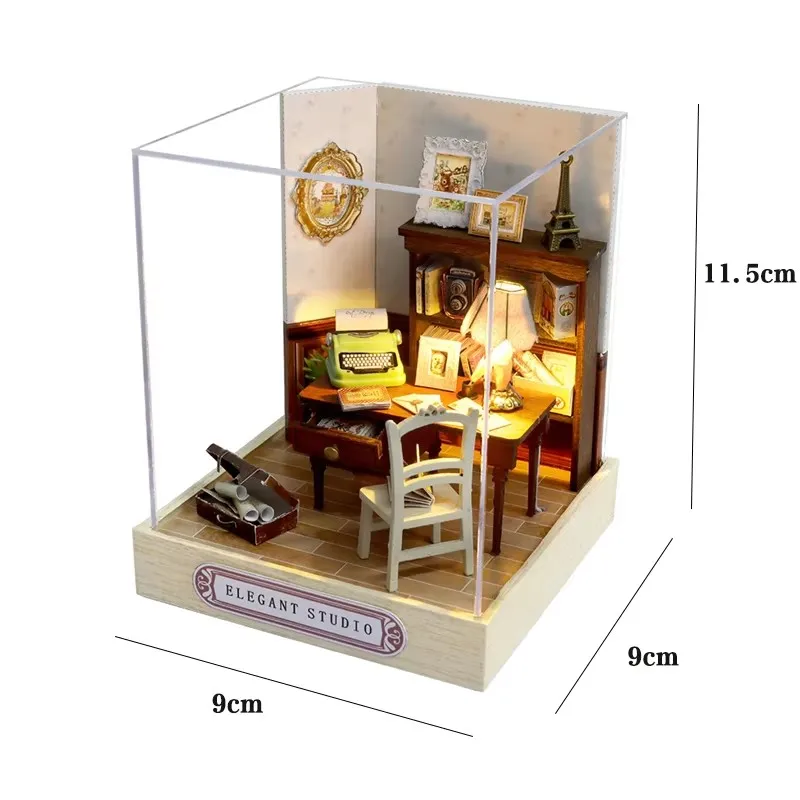DIY Mini 3D Puzzles Holz Puppenhaus mit Möbel Licht Kits Puppenhaus Casa Miniatur Zubehör handgemachte Holzspielzeug Geschenke – Detail 17