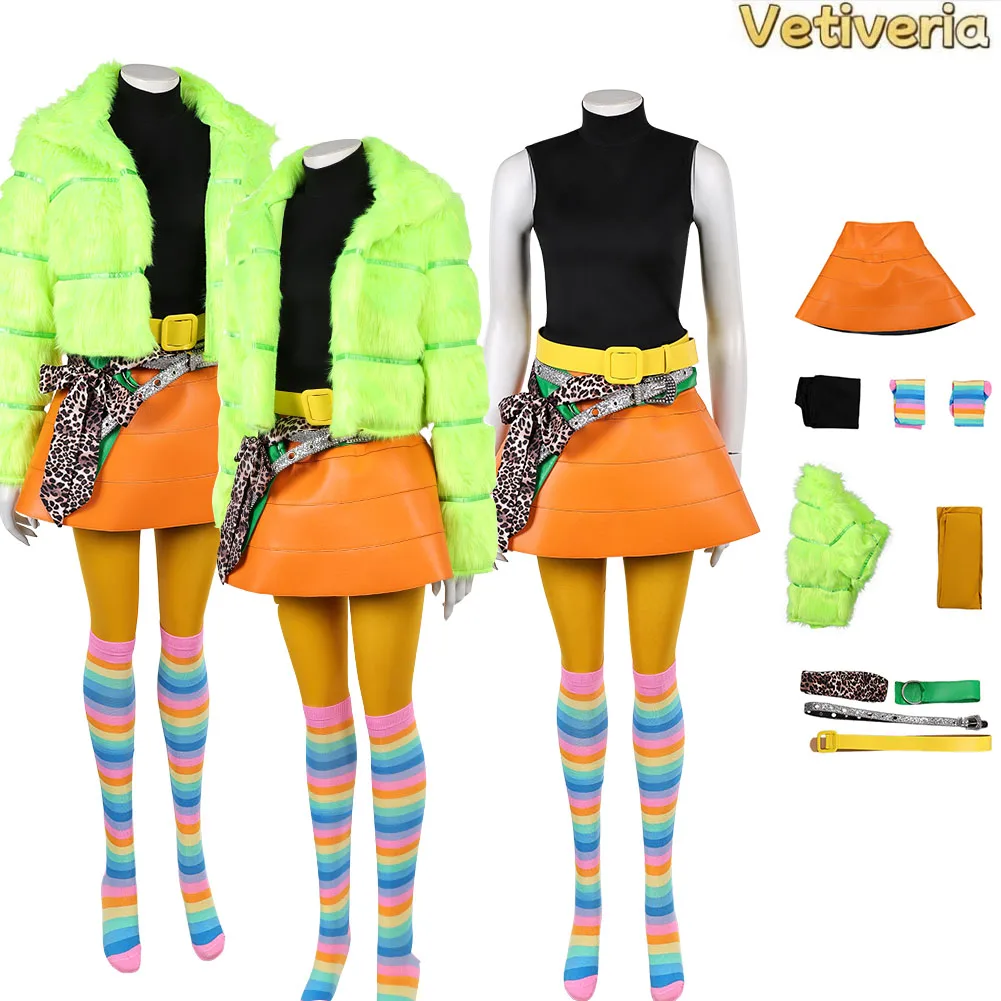 

Women Corvette Cosplay Costume Green Jumpsuit Vest Coat Skirt Belt I Love Movie Boosters Roleplay Halloween Carnival Party Suits