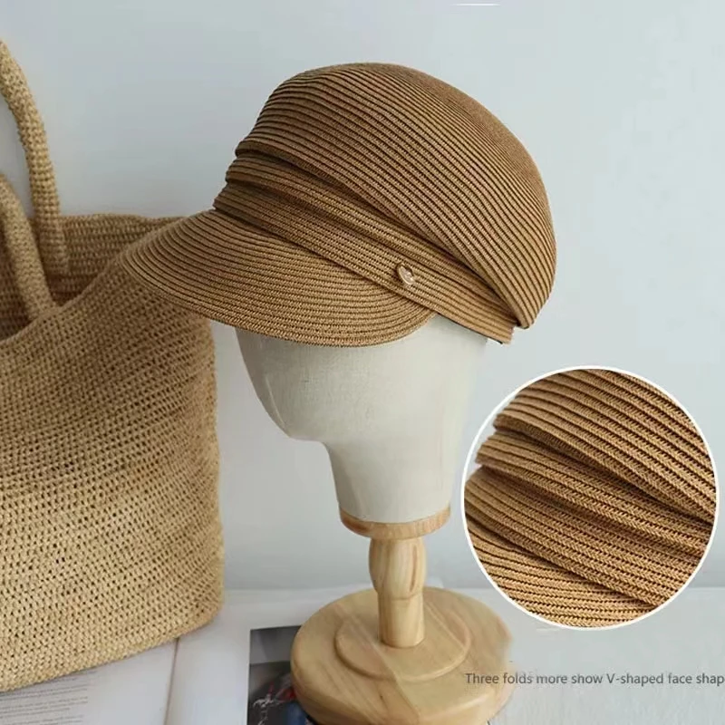 New Japanese Hats For Women Solid Plain Octagonal Newsboy Cap Ladies Summer Casual Straw Hat Beret Painter Cap Military Bonnets